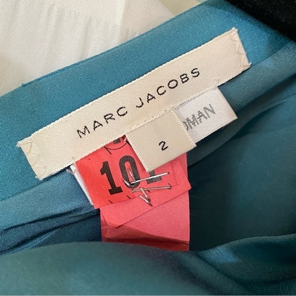 Marc Jacobs Silk Tiered Teal/Turquoise Dress Sz 2 - Picture 2 of 13